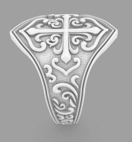 Ornate Cross Signet Ring STL – 3D Printable Jewelry