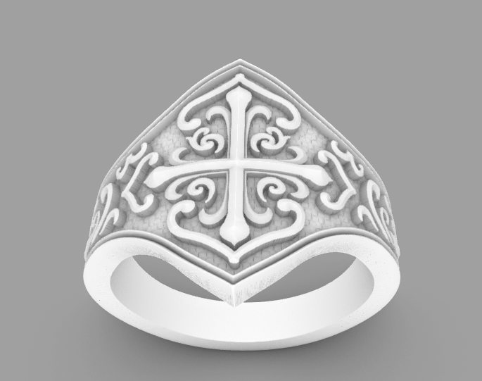 Ornate Cross Signet Ring STL – 3D Printable Jewelry