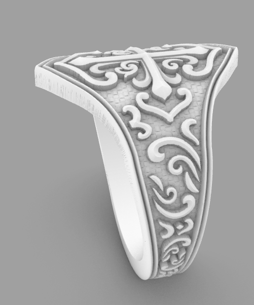 Ornate Cross Signet Ring STL – 3D Printable Jewelry