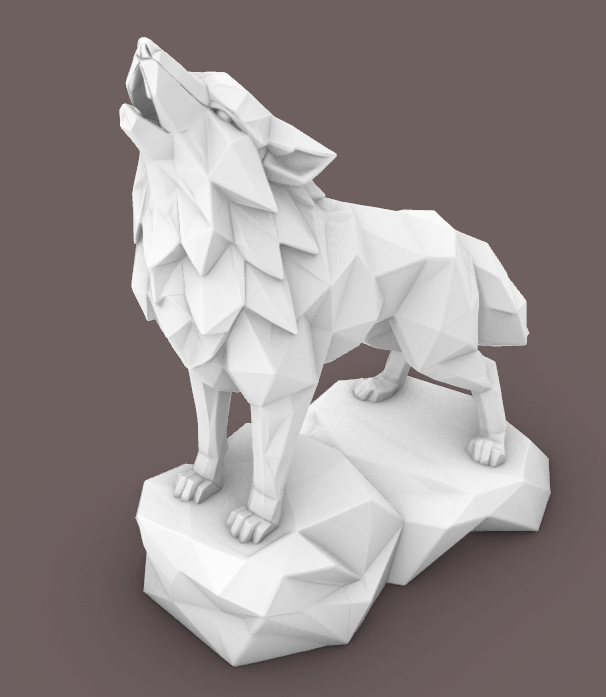Low Poly Howling Wolf STL – 3D Printable Wolf Sculpture