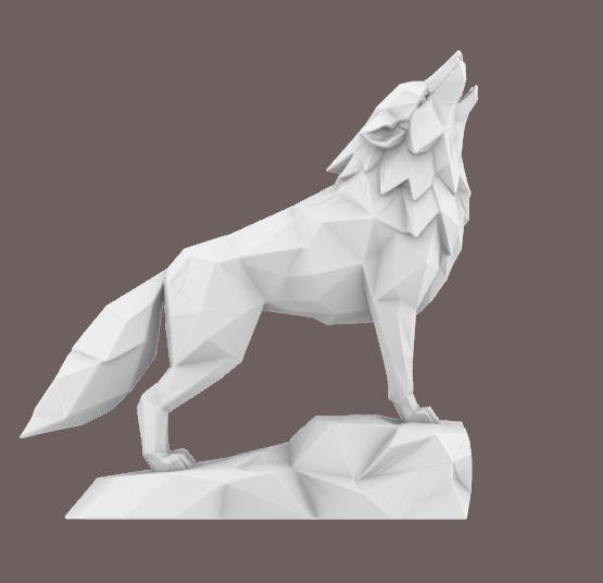 Low Poly Howling Wolf STL – 3D Printable Wolf Sculpture
