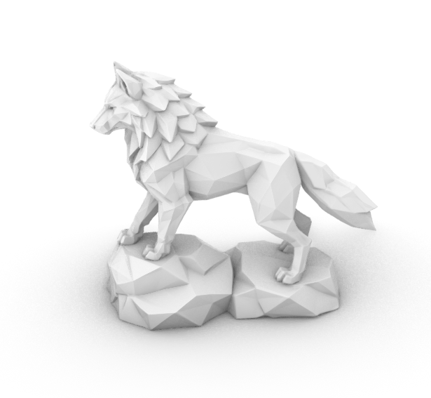 Low Poly Wolf STL – 3D Printable Wolf Sculpture