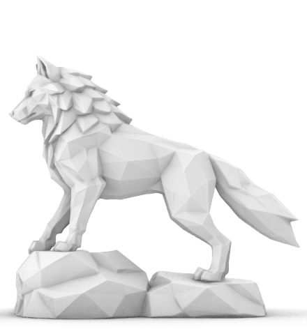 Low Poly Wolf STL – 3D Printable Wolf Sculpture