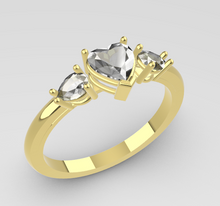 Heart Stone Ring STL three stone jewelry model preview