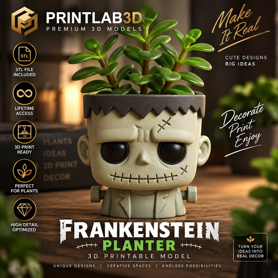Frankenstein Planter STL – Cute Monster 3D Printable Plant Pot