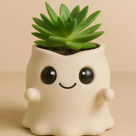 Kawaii Ghost Planter STL – Cute Succulent Pot | 3D Printable Planter